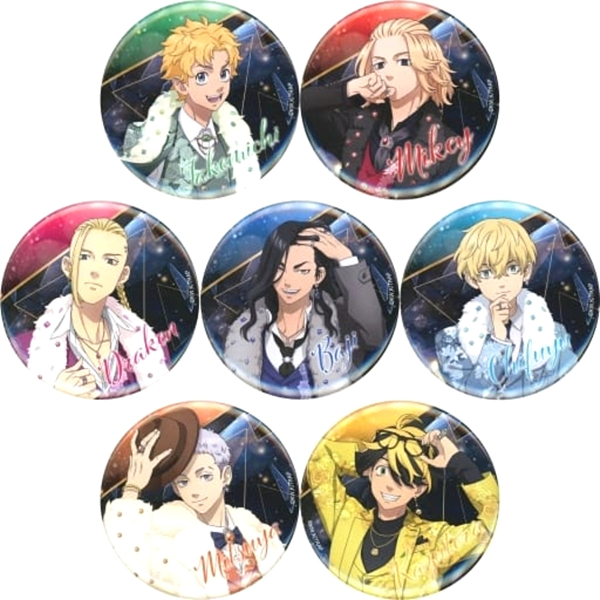 Tokyo Revengers Ken Ryuguji & Others Suit Style II Can Badge All 7 Types Set Buttons [USED]