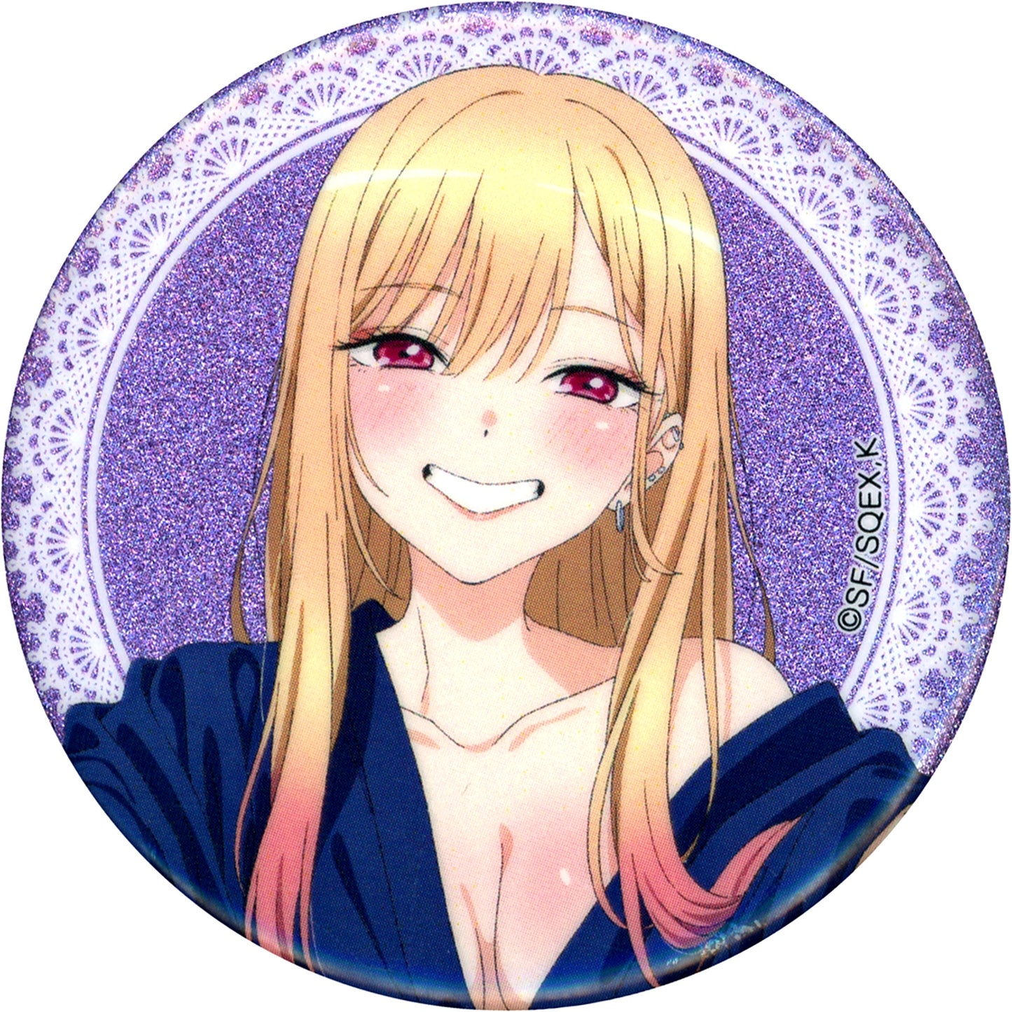 Marin Kitagawa Half Body Purple My Dress-Up Darling Chara Pop Store in the Room Glitter Button Collection [USED]
