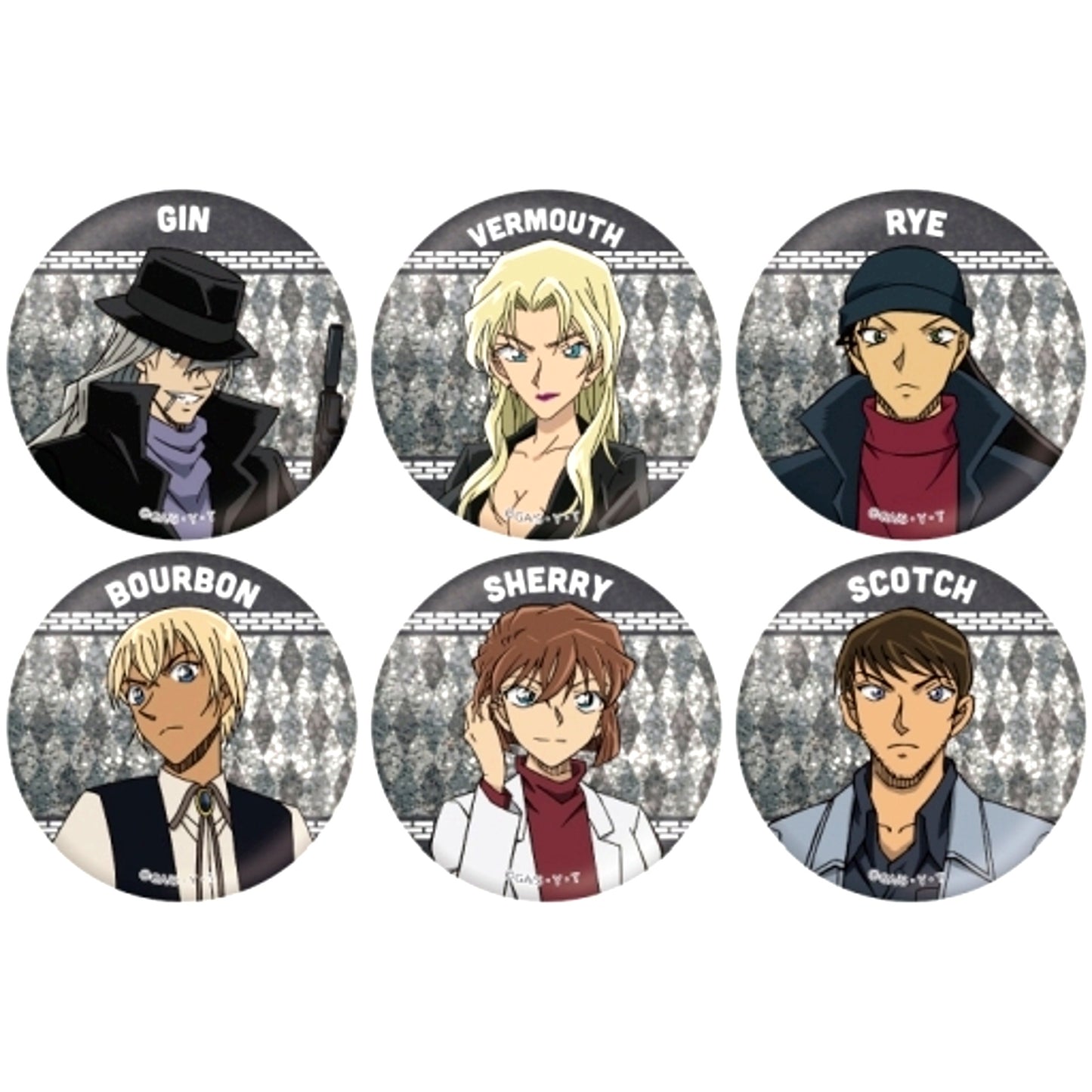 Set of 6 Detective Conan Trading Metallic Button C [USED]