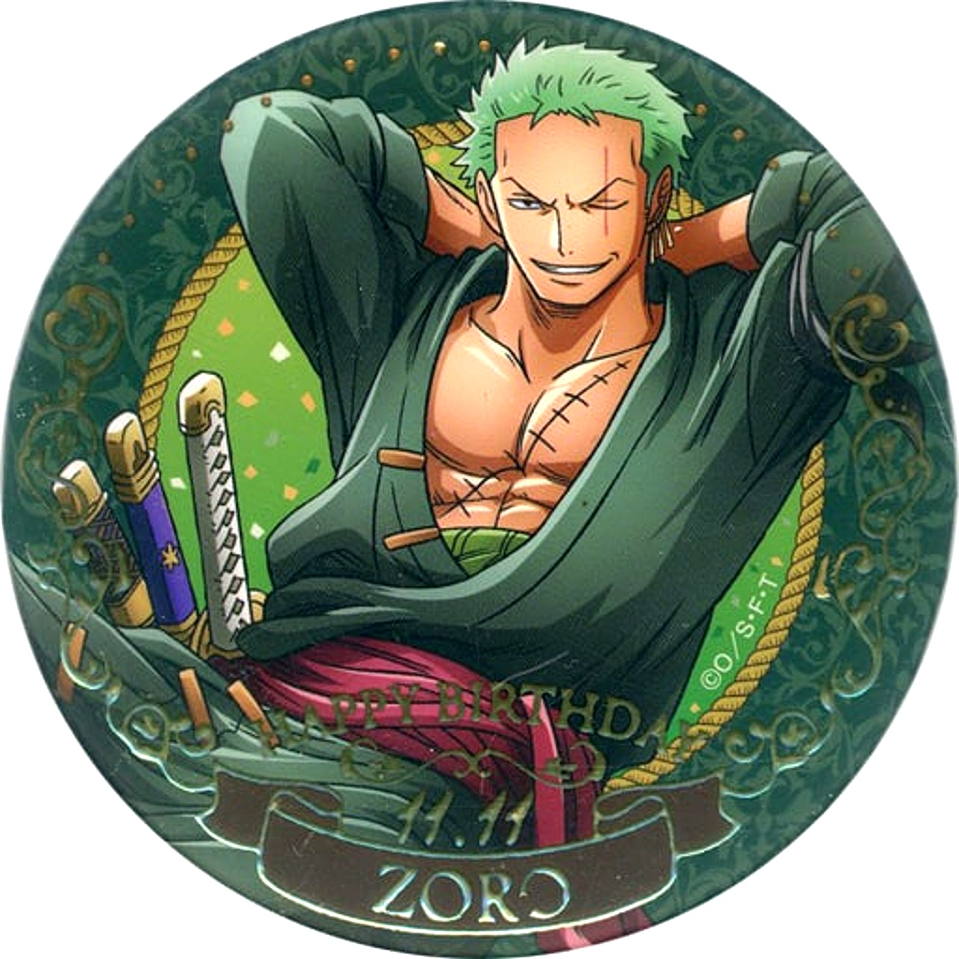 Roronoa Zoro One Piece Birthday Jewelry Button November Mugiwara Store Limited [USED]