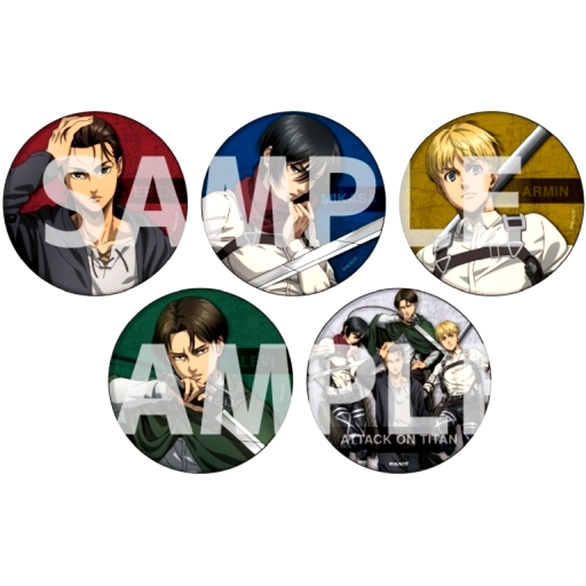 Set of 5 Attack on Titan Badge 41. GraffArt Design [USED]