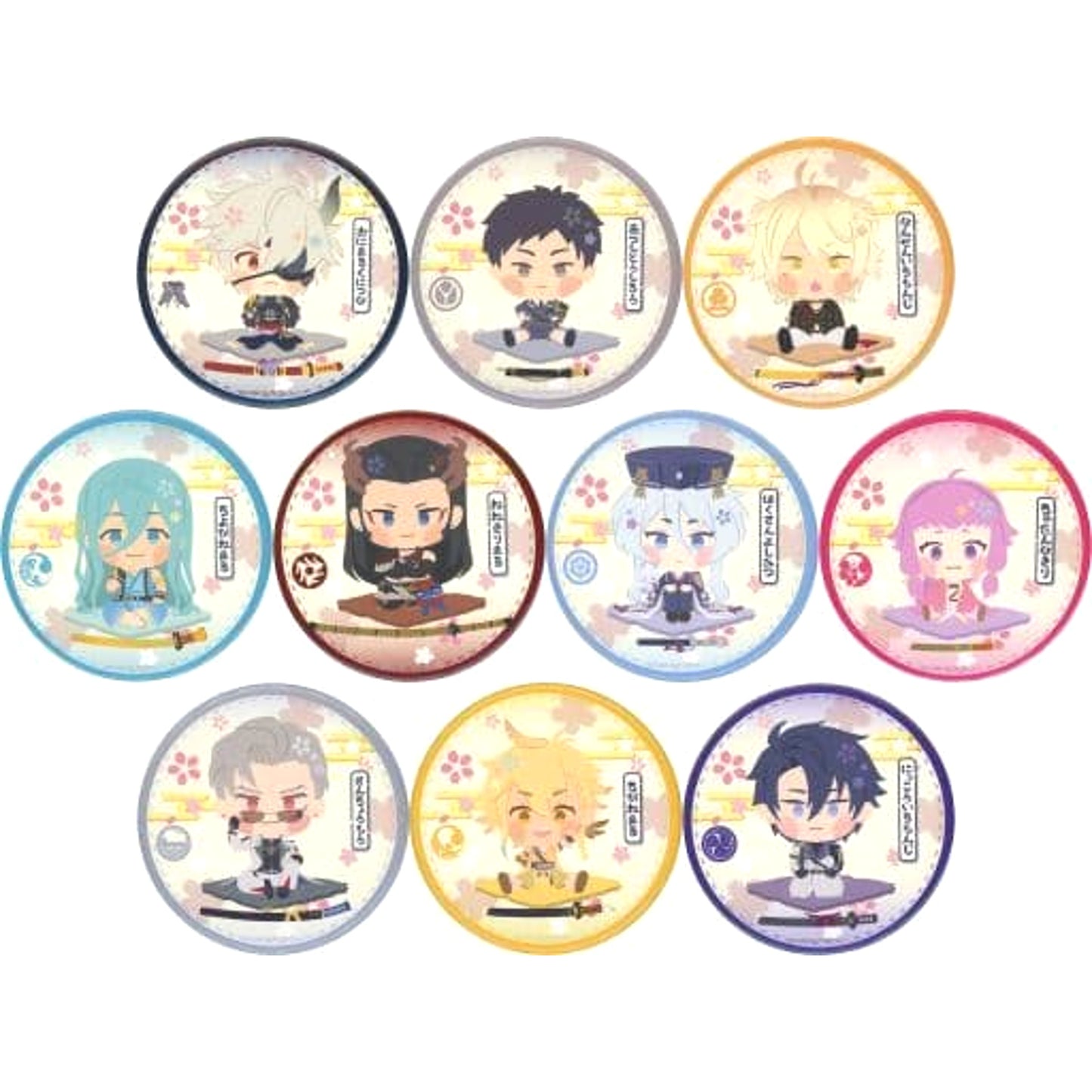Wanpaku! Touken Ranbu Onimaru Kunitsuna & Others Can Badge 08 All 10 Types Set Buttons [USED]