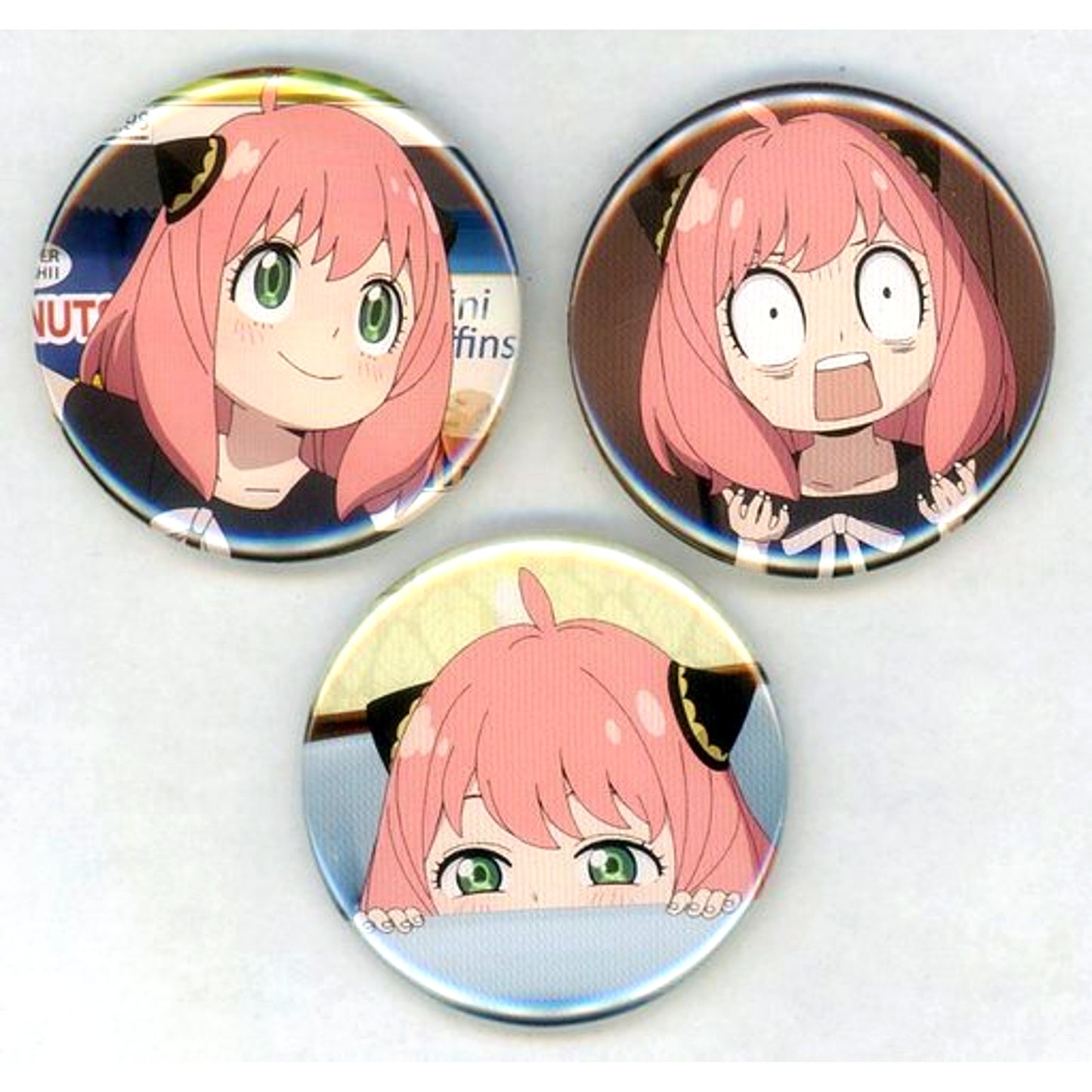 Anya Forger Spy x Family Vol.1 - Vol.3 Blu-ray DVD Animate Bonus Anya Scene Shot Button Set of 3 Single Item [USED]