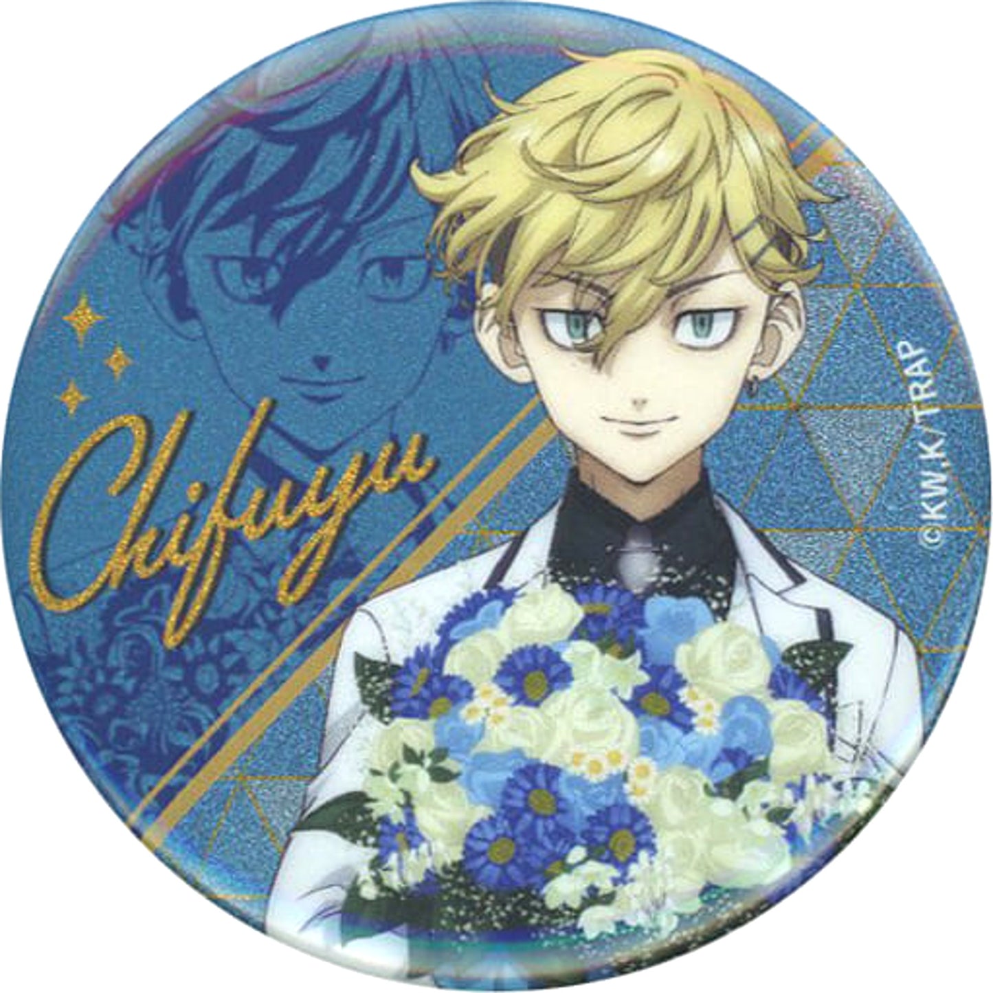 Tokyo Revengers Chifuyu Matsuno Online Kuji Suit Collection Glitter Can Badge Gurakuji Limited Prize E Buttons [USED]