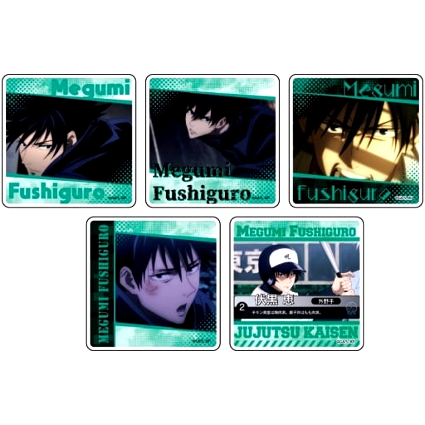 Set of 5 Megumi Fushiguro Character Acrylic Badge Jujutsu Kaisen 02 [USED]