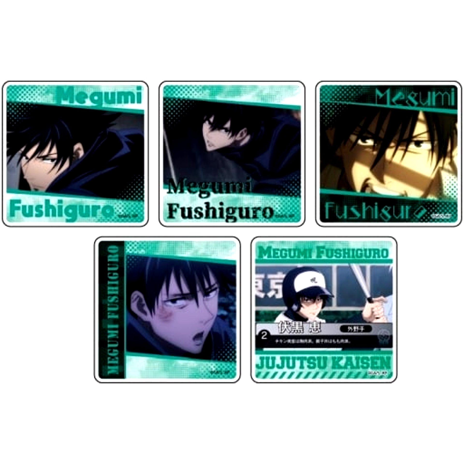 Set of 5 Megumi Fushiguro Character Acrylic Badge Jujutsu Kaisen 02 [USED]