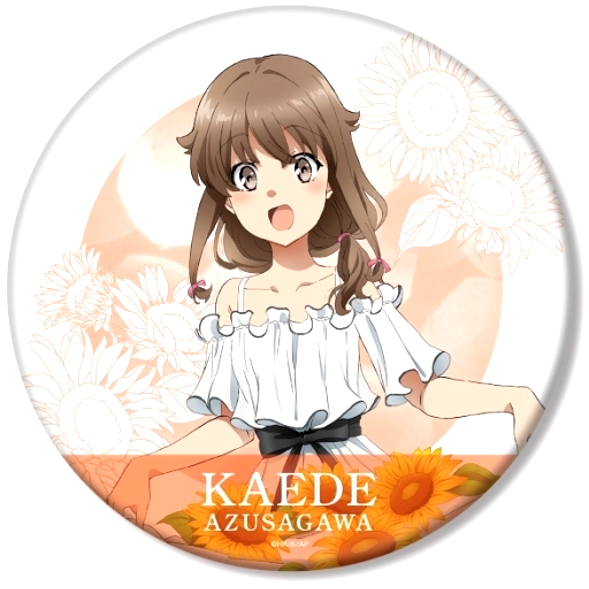 Kaede Azusagawa Sunflower and White Dress ver. Rascal Does Not Dream of a Dreaming Girl Drawn Illustration BIG Button [USED]