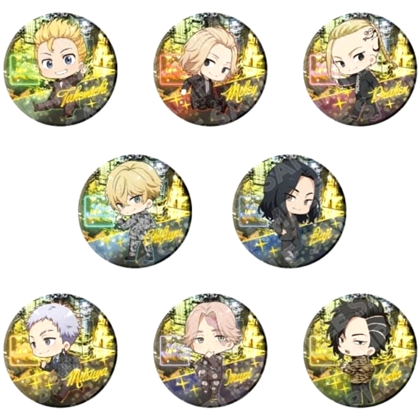 Ken Ryuguji & Others Tokyo Revengers All 8 Types Set Glitter Button [USED]