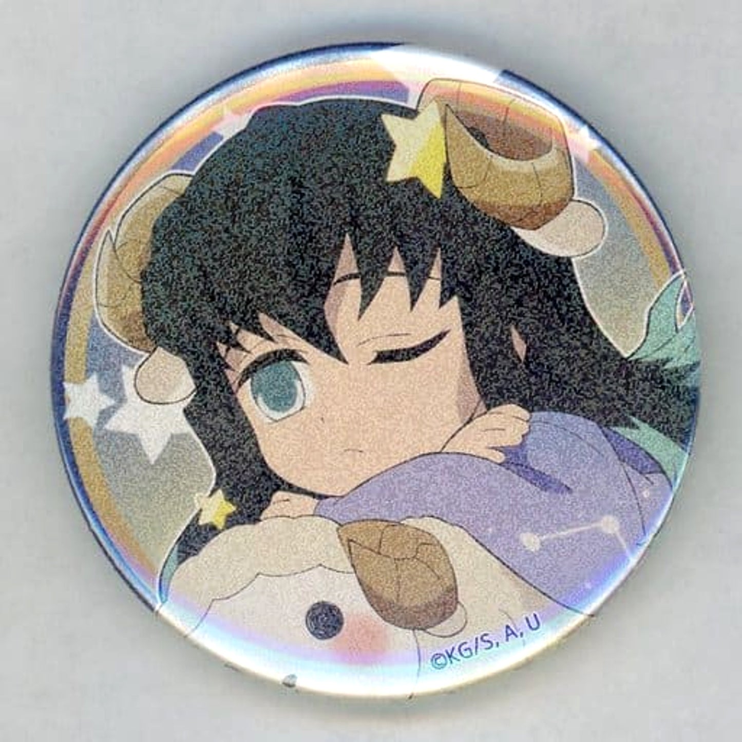Demon Slayer: Kimetsu no Yaiba Muichirou Tokitou with Glitter Random Can Badge B ufotable cafe Machi Asobi Cafe 12 Constellation Event 2022 Limited Buttons [USED]