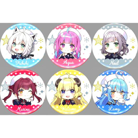 Set of 6 Virtual YouTuber Holo Live x Tokyo Skytree Town Vol 2 Holotree 2022 A Relieving Winter Trading Button Mini Chara Ver. [USED]