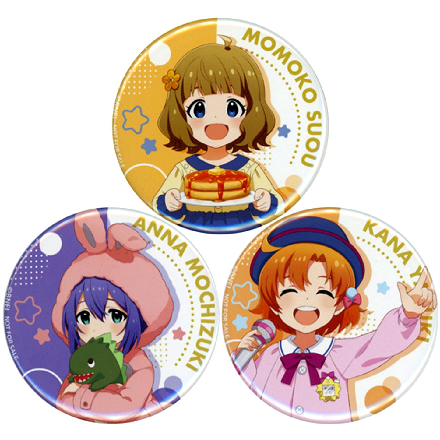 Momoko Suou & Anna Mochizuki & Kana Yabuki Drawn Can Badge Set of 3 Kotobukiya Kuji The Idolmaster Million Live! Stage01 10-Roll Campaign [USED]