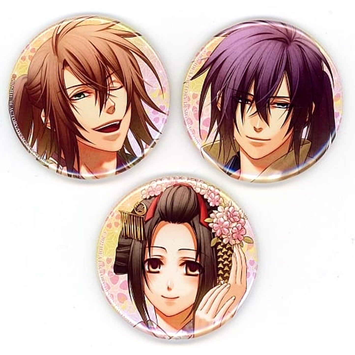 Hakuouki Shinkai: Tenun no Shou Chizuru Yukimura Hajime Saito Soshi Okita Can Badge Switch Software Special Stella Set Included Bonus Set of 3 Buttons [USED]