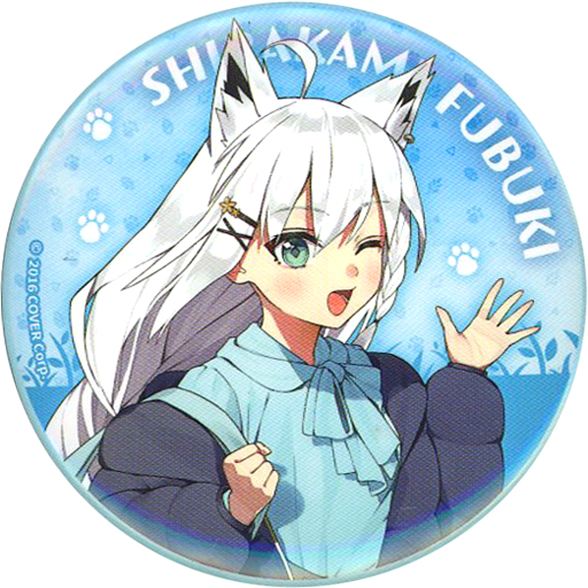 Shirakami Fubuki Virtual YouTuber Hololive x Tobu Zoo Trading Button Life Size Illustration Ver. [USED]