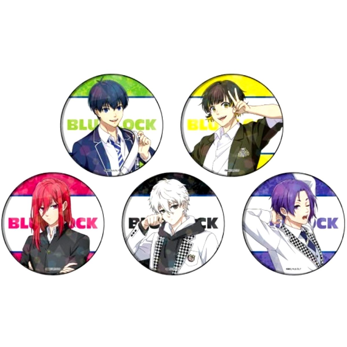 Set of 5 Holographic 65mm Button Blue Lock 01 Uniform Ver. Illustration [USED]