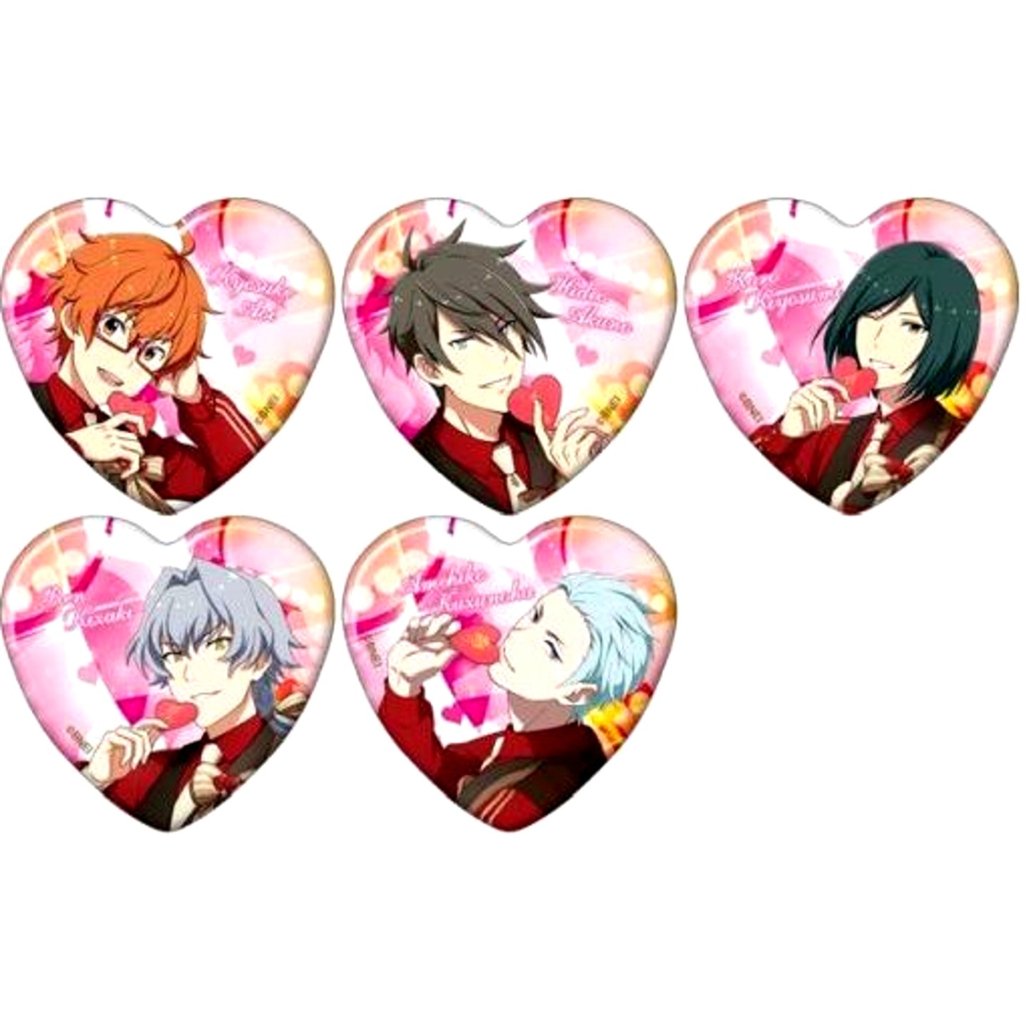 Set of 5 The Idolmaster SideM Character Badge Collection Valentine Live 2022 [USED]