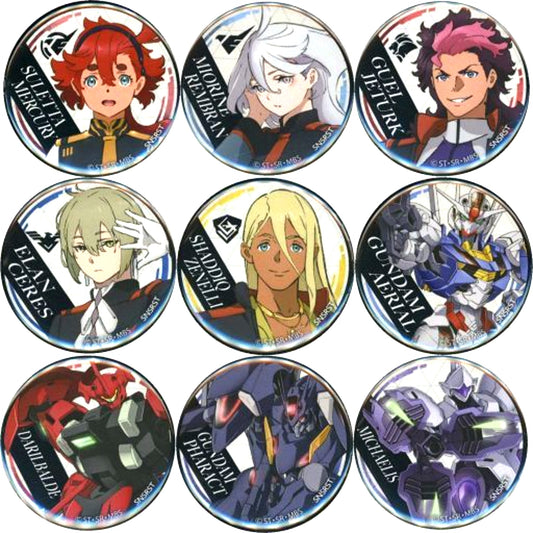 Set of 9 Mobile Suit Gundam The Witch from Mercury Can Badge Collection [USED]