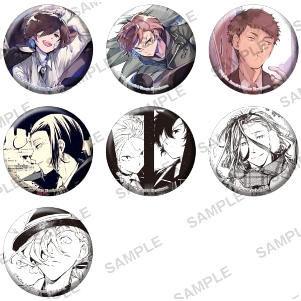 Bungo Stray Dogs Osamu Dazai & Others Trading Hologram Can Badge Novels Ver.2 All 7 Types Set Buttons [USED]