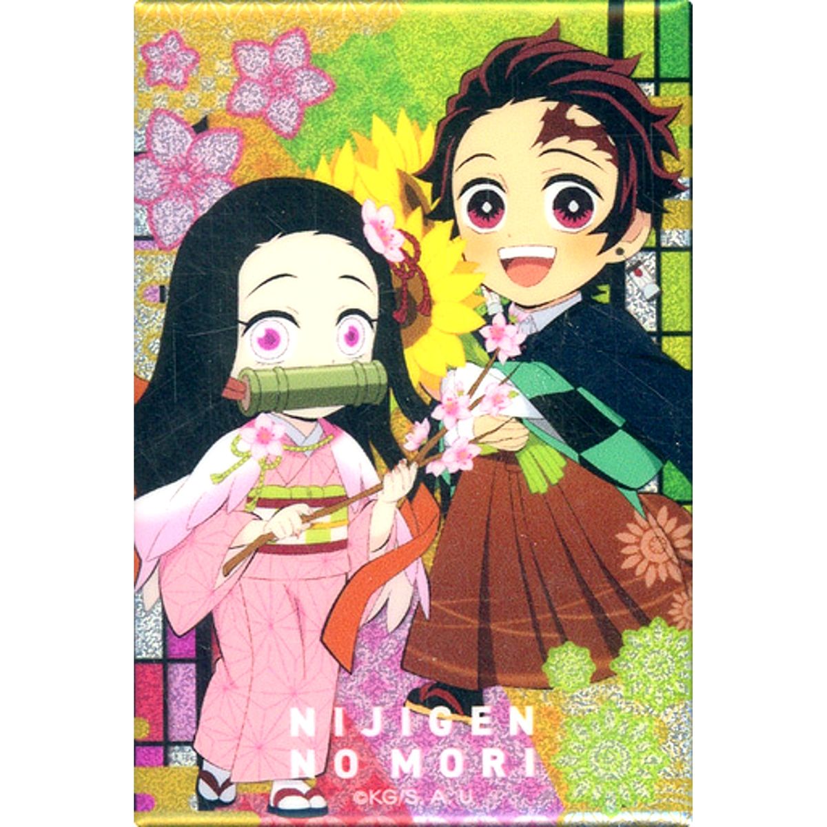 Tanjiro Kamado, Nezuko Kamado Nijigennomori X Demon Slayer: Kimetsu no Yaiba 5th Batch Rectangle Button Pair [USED]