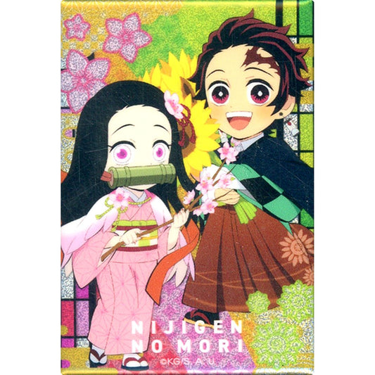 Tanjiro Kamado, Nezuko Kamado Nijigennomori X Demon Slayer: Kimetsu no Yaiba 5th Batch Rectangle Button Pair [USED]