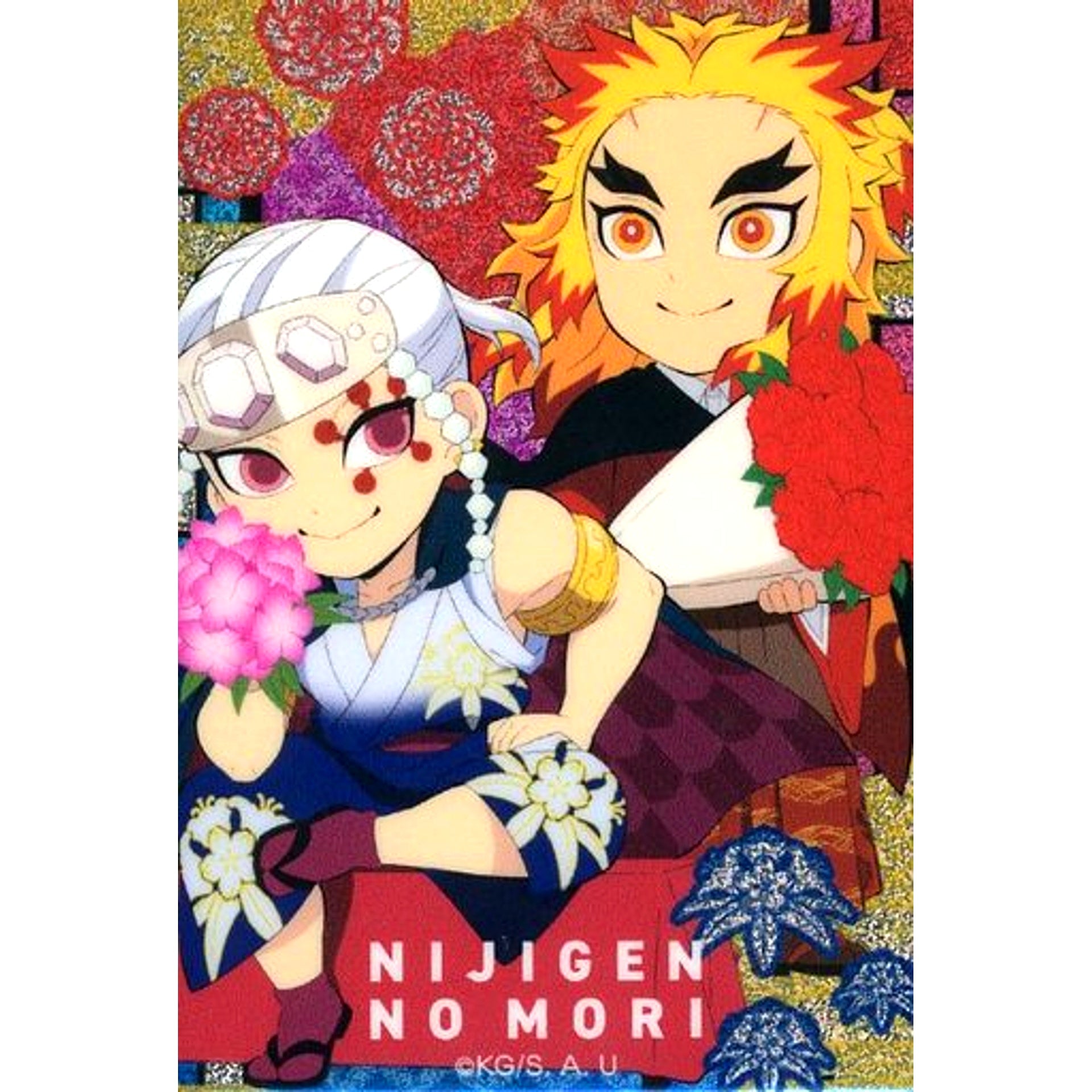 Tengen Uzui & Kyojuro Rengoku Demon Slayer: Kimetsu no Yaiba Rectangle Button Pair Nijigen no Mori 5th [USED]