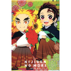 Demon Slayer: Kimetsu no Yaiba Kyojuro Rengoku Tanjiro Kamado Rectangular Can Badge Pair Nijigen no Mori X Demon Slayer: Kimetsu No Yaiba Part 5 Limited Buttons [USED]