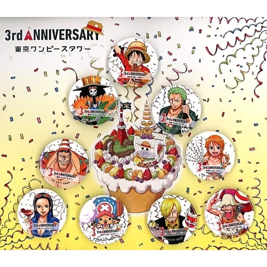 One Piece Straw Hat Pirates Can Badge Set Tokyo One Piece Tower Limited 3rd Anniversary Buttons [USED]