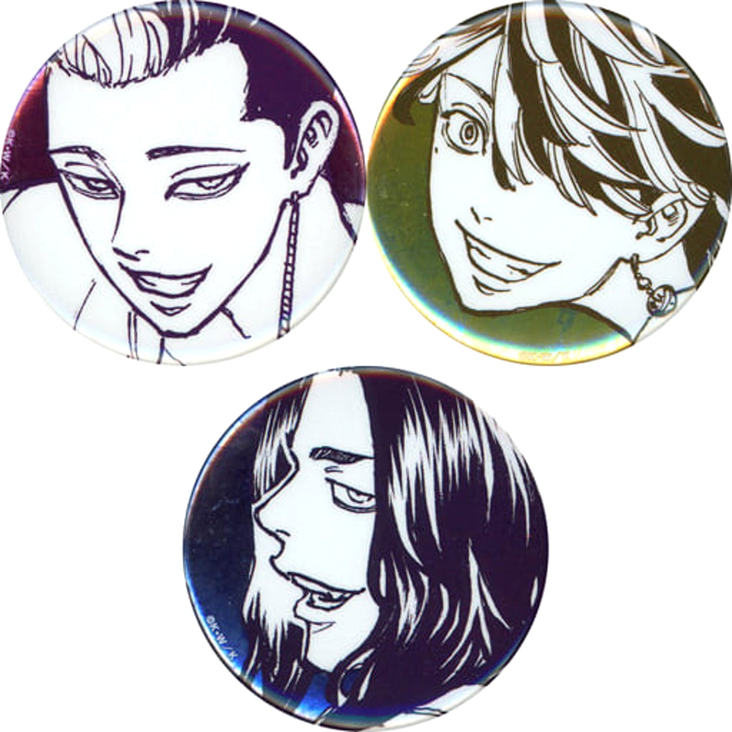 Tokyo Revengers Shuji Hanma Kazutora Hanemiya Keisuke Baji Can Badge Set C Original Art Exhibition Tokyo Manji Revengers Exhibition Limited Set of 3 Buttons [USED]