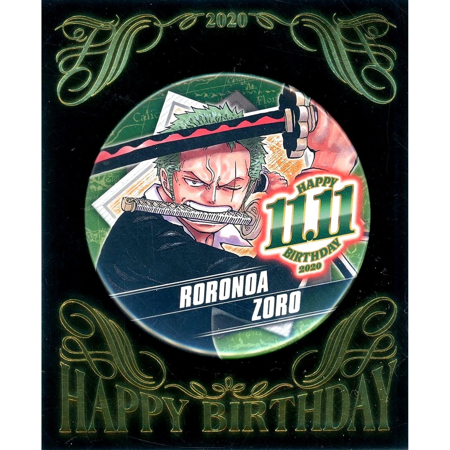 Roronoa Zoro One Piece Birthday Button 2020 [USED]