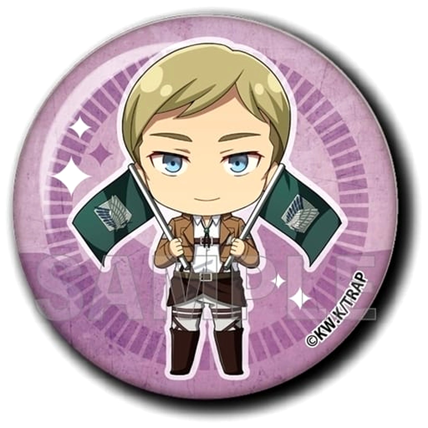 Attack on Titan Erwin Smith Chobi Deka Can Badge Flag Ver. Buttons [USED]
