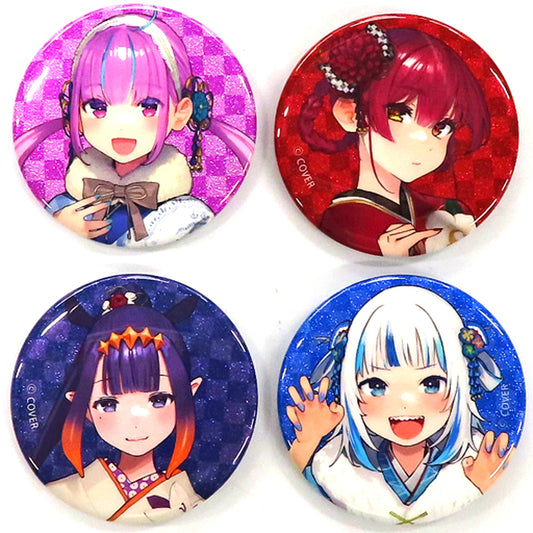 Group Sea Glitter Button Set of 4 Virtual YouTuber Hololive x SMILE BASE CAFE Hololive Osechi 2023 1st Tier Sea Bundled Bonus [USED]