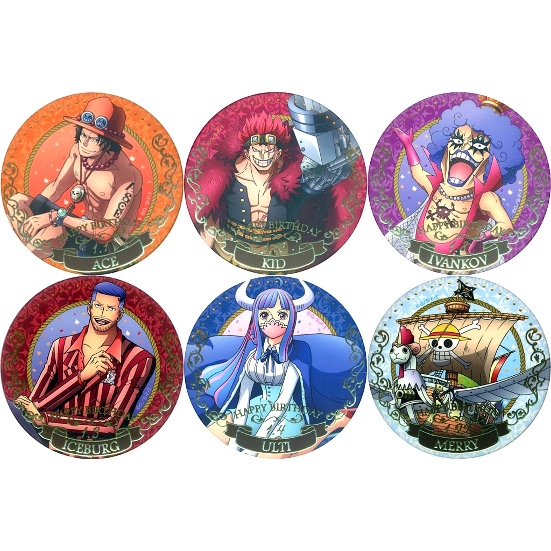 Set of 6 One Piece Birthday Jewelry Button January Mugiwara Store Ltd [USED]