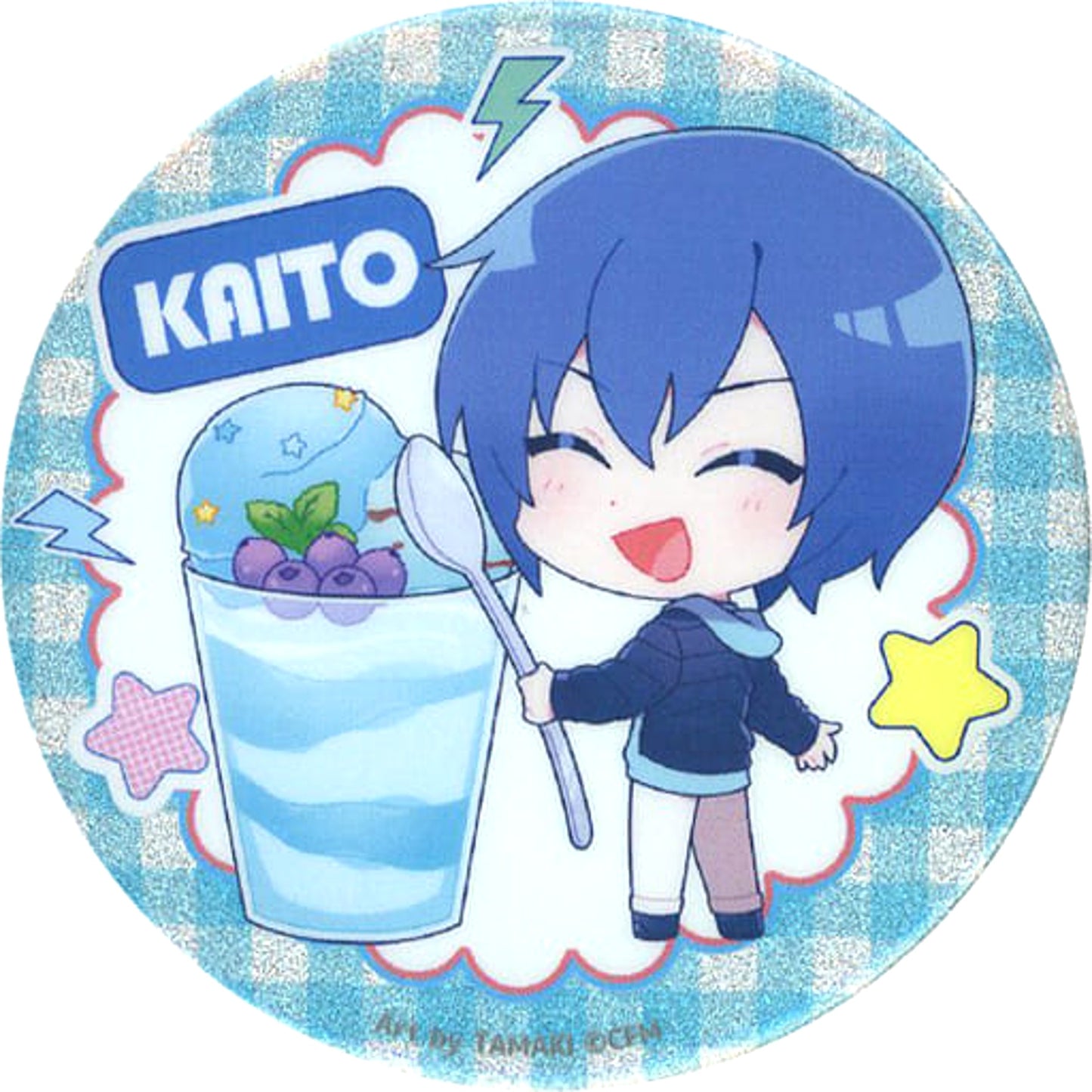 KAITO Mini Character Hatsune Miku x THE GUEST cafe & diner COLLABORATION CAFE Trading Glitter Button [USED]