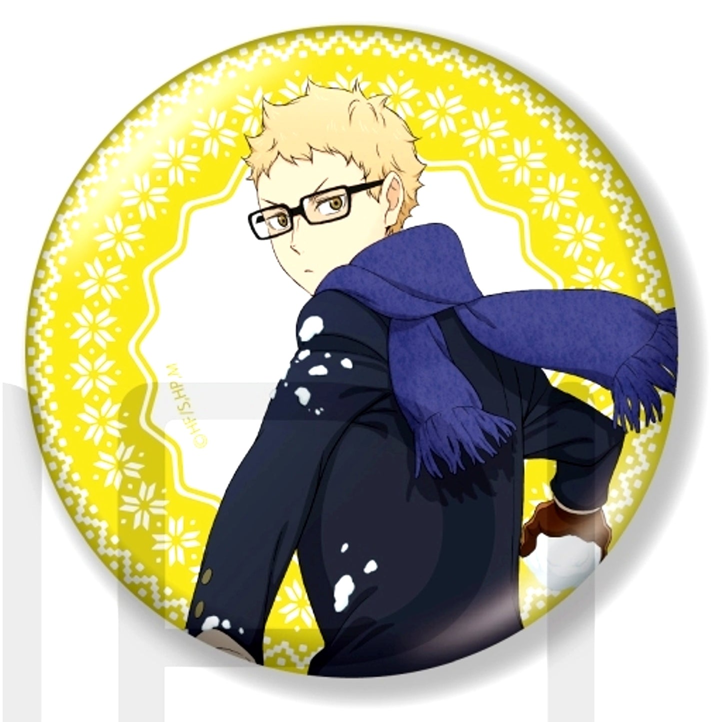Kei Tsukishima Haikyu!! Big Glitter Button Collection Snow Play Ver. [USED]