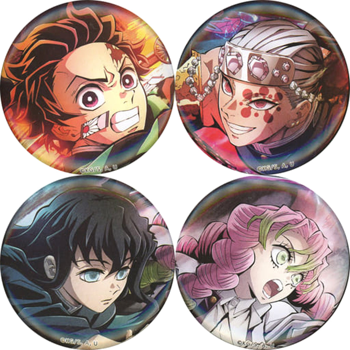Demon Slayer: Kimetsu no Yaiba Key Visual 57mm Can Badge Set Theater Limited World Tour Screening Demon Slayer: Kimetsu no Yaiba To the Swordsmith Village Set of 4 Buttons [USED]