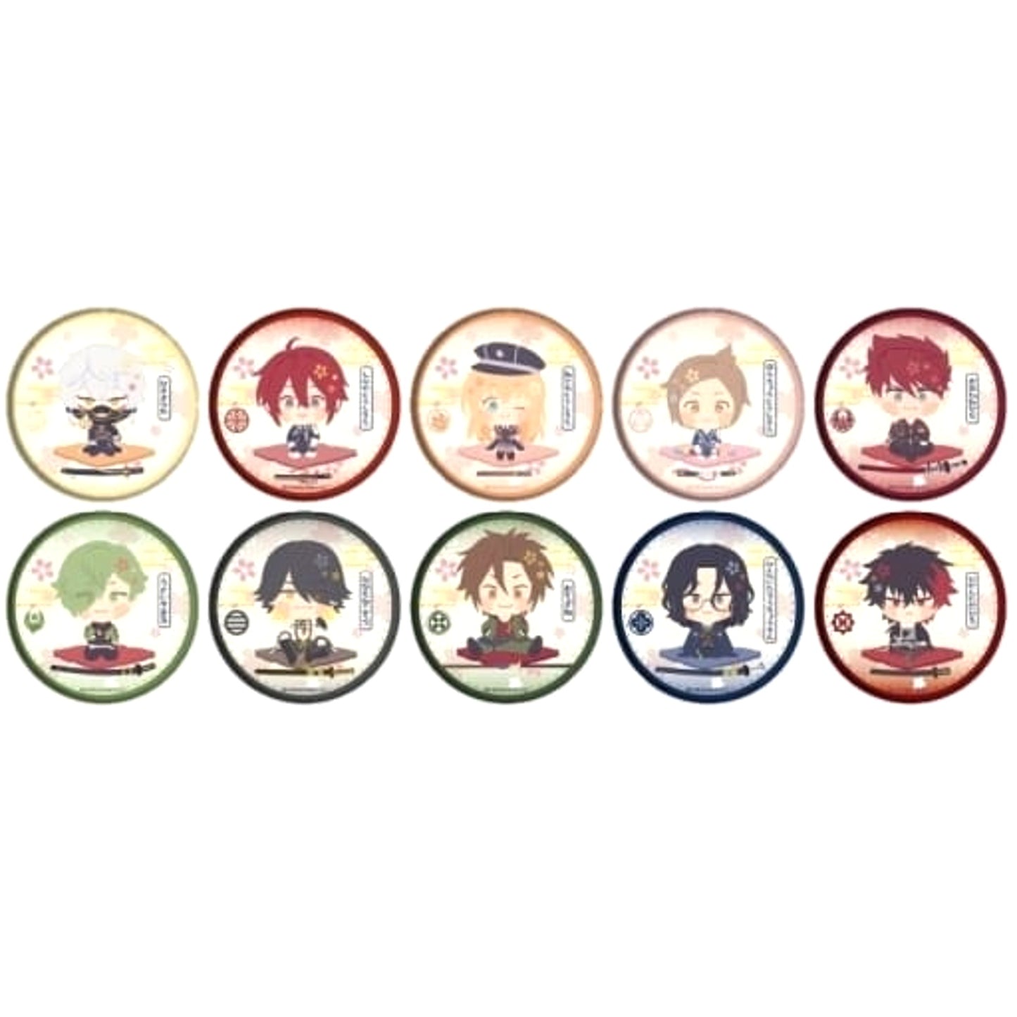 Wanpaku! Touken Ranbu Okanehira & Others Can Badge 07 All 10 Types Set Buttons [USED]