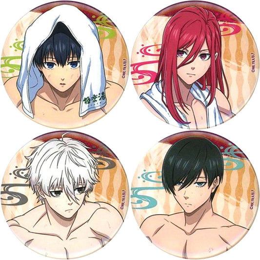Set of 4 Blue Lock Normal Gokurakuyu RAKU SPA Egoists' Furo Lock Trading Button Badge Bath Day Ver. [USED]