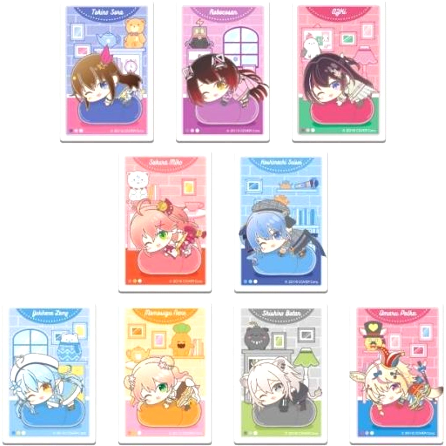 Set of 9 Virtual YouTuber Hololive Hug Meets A BOX Square Button [USED]