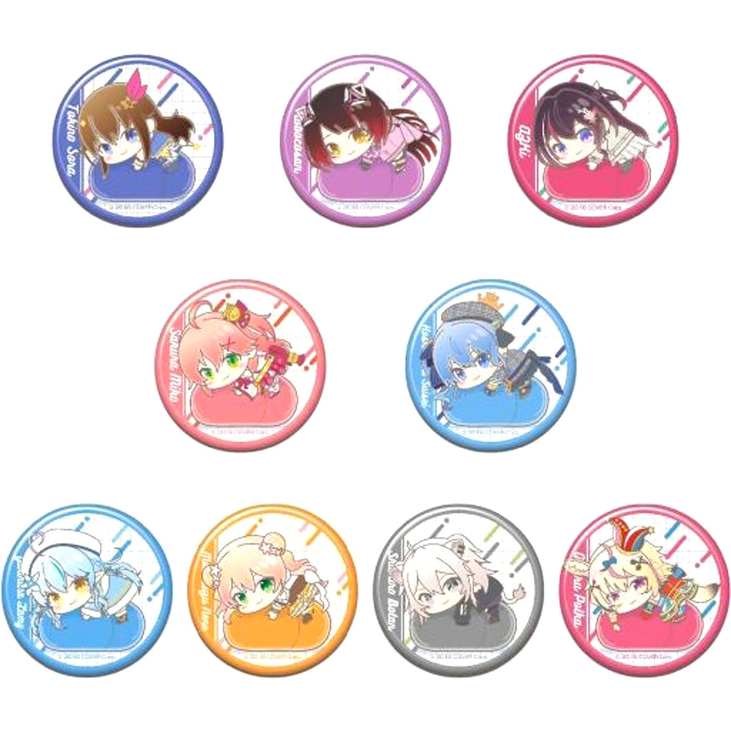 Set of 9 Group Virtual YouTuber Hololive Button Hug Meets A BOX [USED]