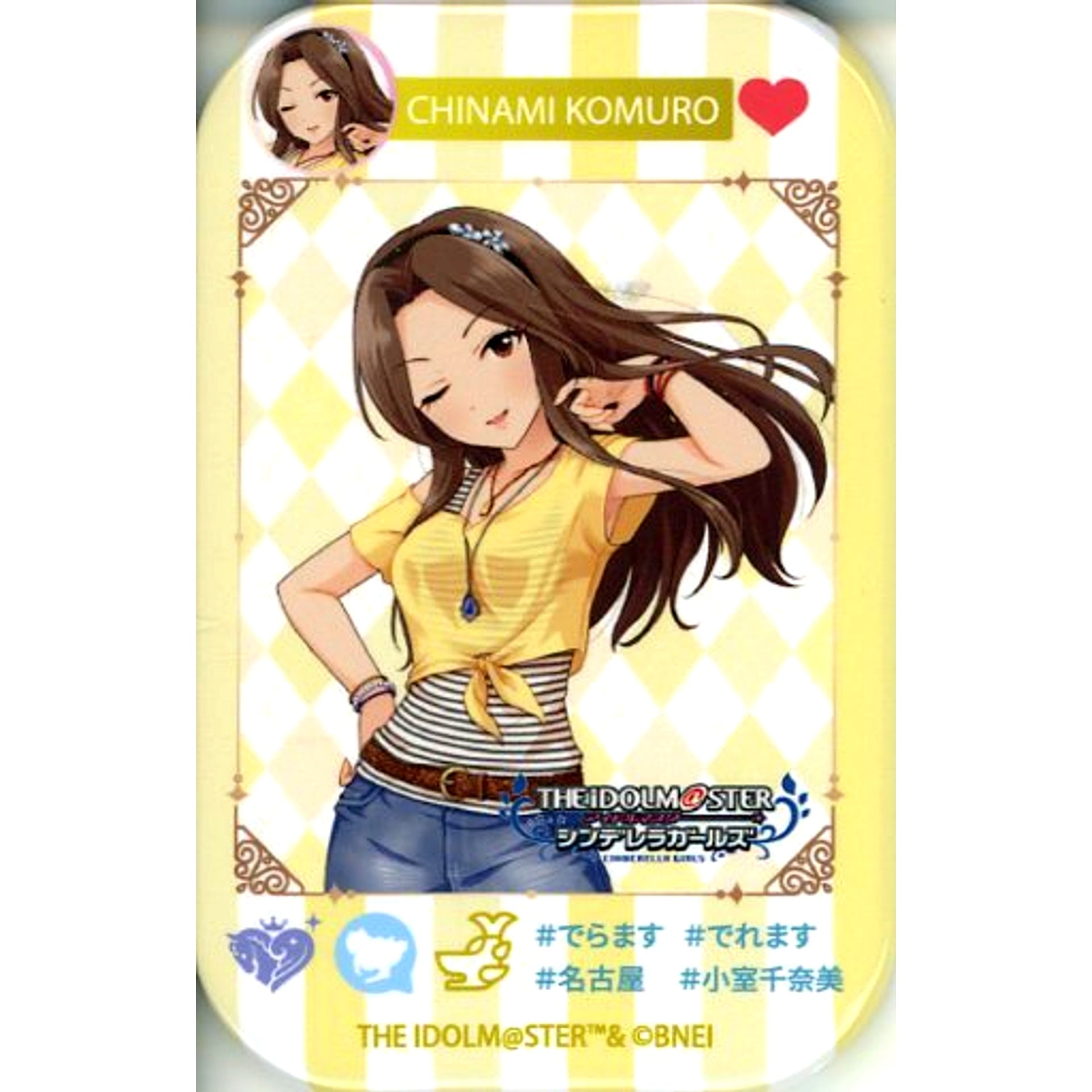 Chinami Komuro The Idolmaster Cinderella Girls x Deramas Trading SNS Style Rectangular Tin Badge [USED]