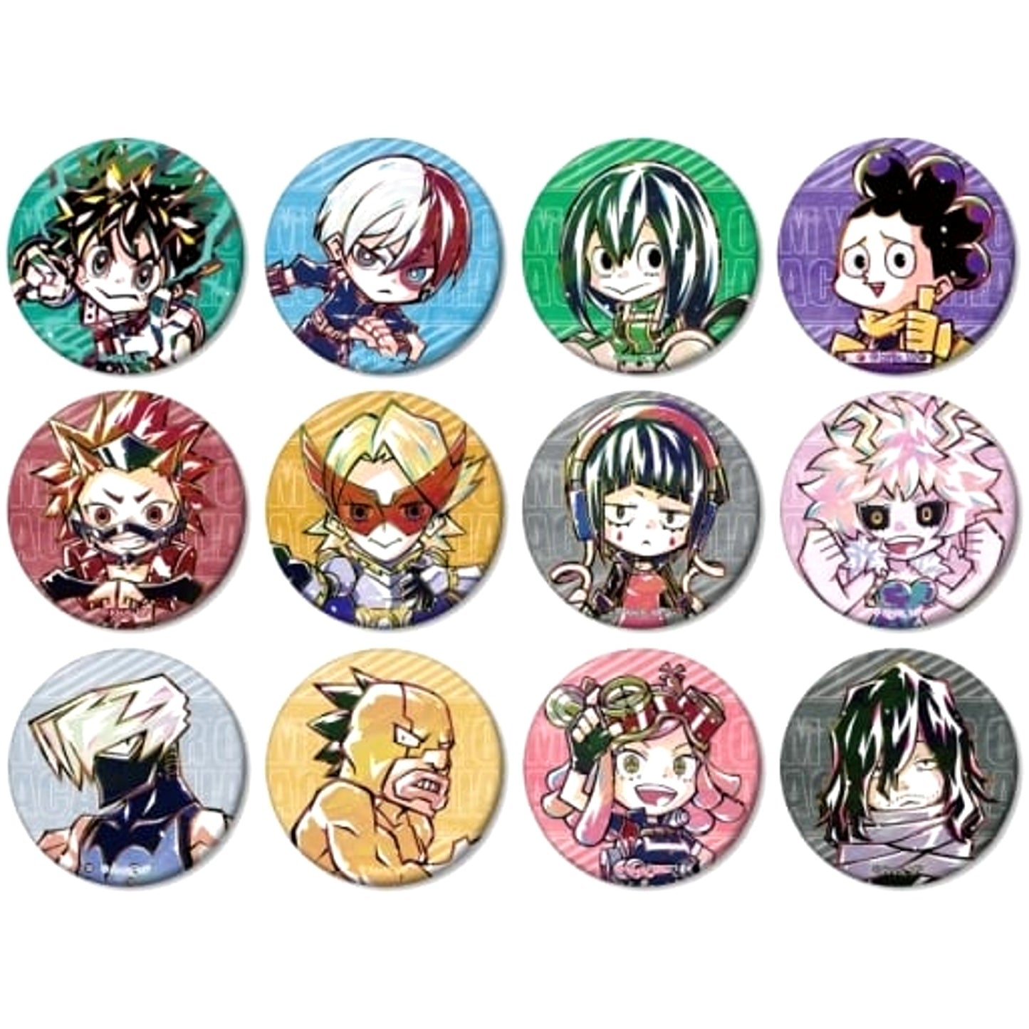 Izuku Midoriya & Others My Hero Academia All 12 Types Set Chibi Ani-Art Trading Matte Button Ver.A [USED]