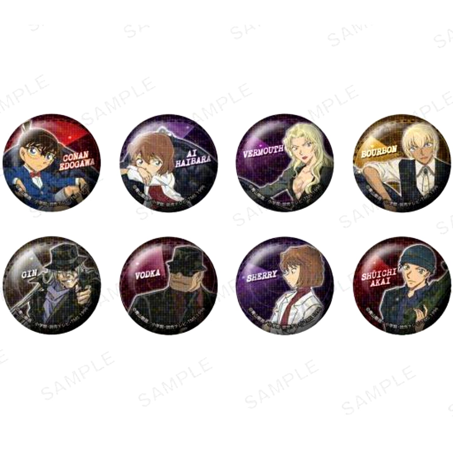 Set of 8 Detective Conan Trading Hologram Button Vol. 2 [USED]