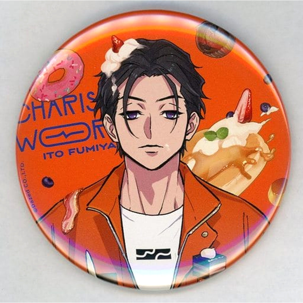Charisma: They're Just Ordinary Guys Fumiya Ito Orange Trading Can Badge Charisma World Ver. Buttons [USED]