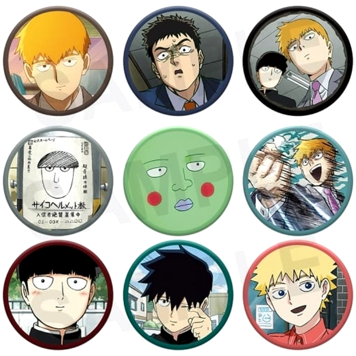 Mob Psycho 100 III Arataka Reigen & Others Collection Can Badge All 9 Types Set Buttons [USED]