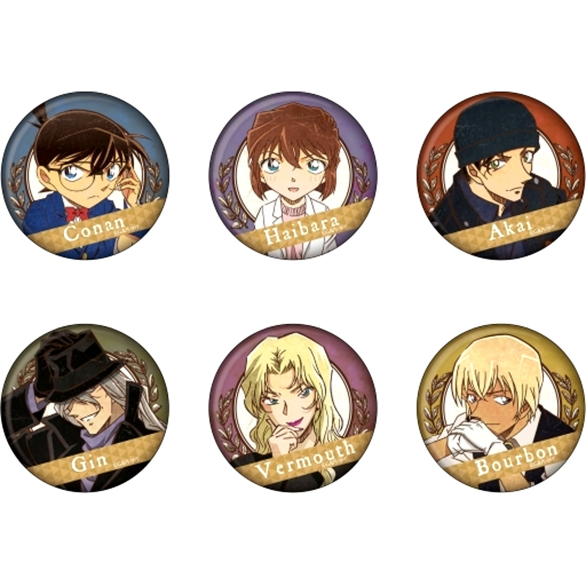 Set of 6 Detective Conan Vintage Series Button Vol.6 [USED]