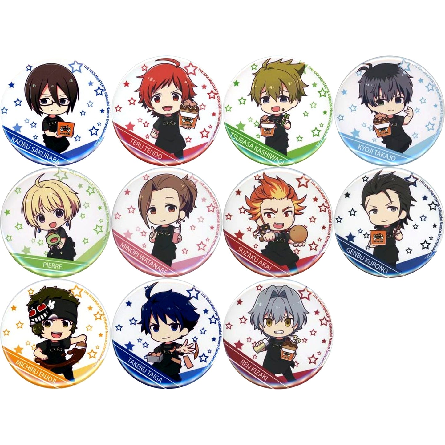 Set of 11 The Idolmaster SideM x Bakudanyakihonpo Trading Badge [USED]