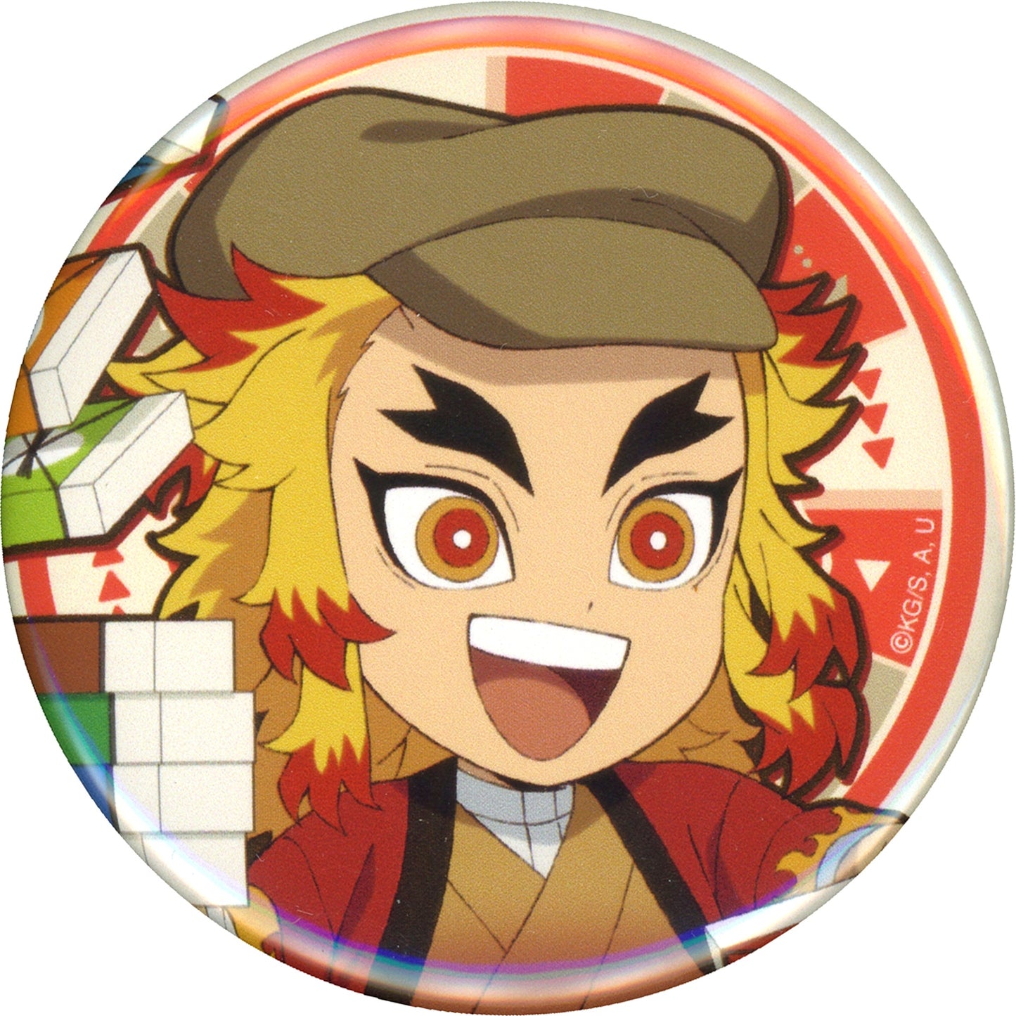 Demon Slayer: Kimetsu no Yaiba Kyojuro Rengoku Original Can Badge Osaka Metro Limited Subway Infiltration Sugoroku Operation Hidden Treasure Mystery Rally Achievement Prize Buttons [USED]