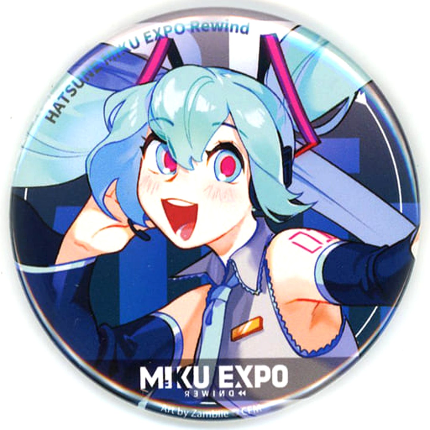 VOCALOID Hatsune Miku Art By Zambiie 57mm Can Badge Main Visual Hatsune Miku Expo Rewind Limited Buttons [USED]