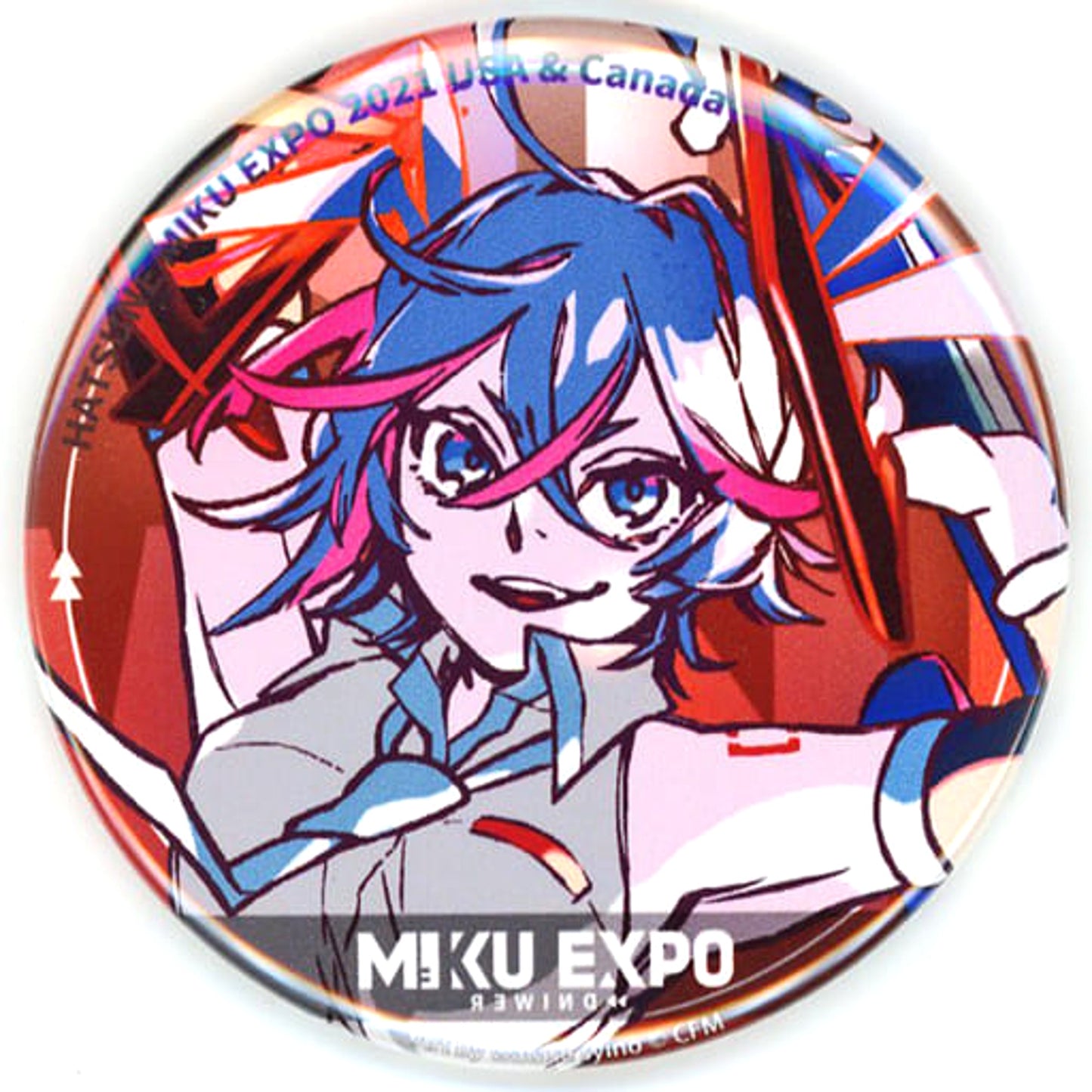 VOCALOID Hatsune Miku Art By Watase Syino / Red 57mm Can Badge Main Visual Hatsune Miku Expo Rewind Limited Buttons [USED]