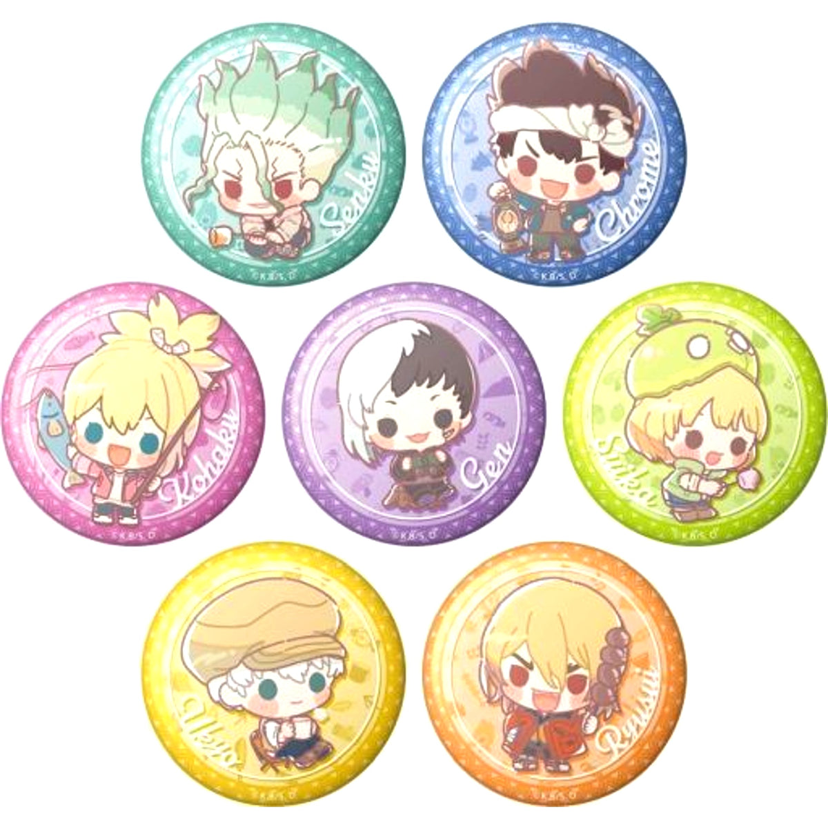 Set of 7 Dr.STONE Trading Button [USED]