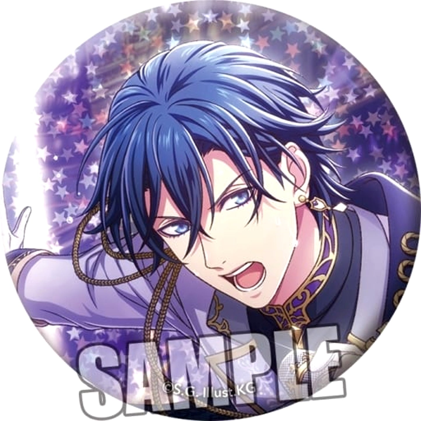Uta no Prince Sama Shining Live Tokiya Ichinose Trading Star Hologram Can Badge White Flame, Black Storm Another Shot Ver. Buttons [USED]